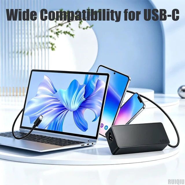 Alt view image 4 of 6 - 65W USB C Power Cord Compatible with HP Omnibook Charger 5 7 X Flip AI PC Fit for EliteBook 840 845 850 830 640 G8 G9 G10 /ProBook 440 445 450 455 G7~G11 ENVY X360 Type-C Computer Charger Adapter