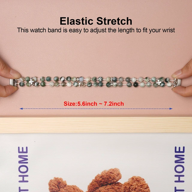 Alt view image 6 of 7 - Compatible with Fitbit Luxe Bands,Fashion Handmade Elastic Stretch Pearl Bracelet Women Replacement Strap for Fitbit Luxe accssorises
