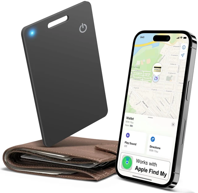 Main image of Wallet Tracker Card, Rechargeable, Works with Apple Find My 1.6mm thin, Qi rechargeable, 5-month battery, IP68 waterproof, Left-Behind Alerts, iPhone & iPad compatible