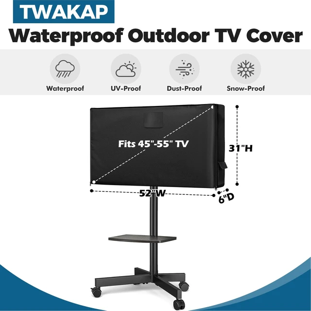 Alt view image 2 of 6 - Waterproof Outdoor TV Cover 45-55" For Mobile TV Stand,Heavy 600D UPF50+ Outdoor tv stand covers for rolling tv stands,heavy rain-proof 600D cover for outside stainproof.only cover,no stand