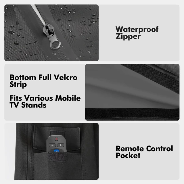 Alt view image 3 of 6 - Waterproof Outdoor TV Cover 45-55" For Mobile TV Stand,Heavy 600D UPF50+ Outdoor tv stand covers for rolling tv stands,heavy rain-proof 600D cover for outside stainproof.only cover,no stand