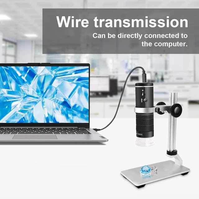 Alt view image 2 of 7 - WiFi Digital Microscope for iPhone Android Phone and Mac Windows PC 50-1000X Magnification Wireless Portable Microscope with Adjustable Metal Stand and Carrying Bag, HD 1080P/720P Video Record