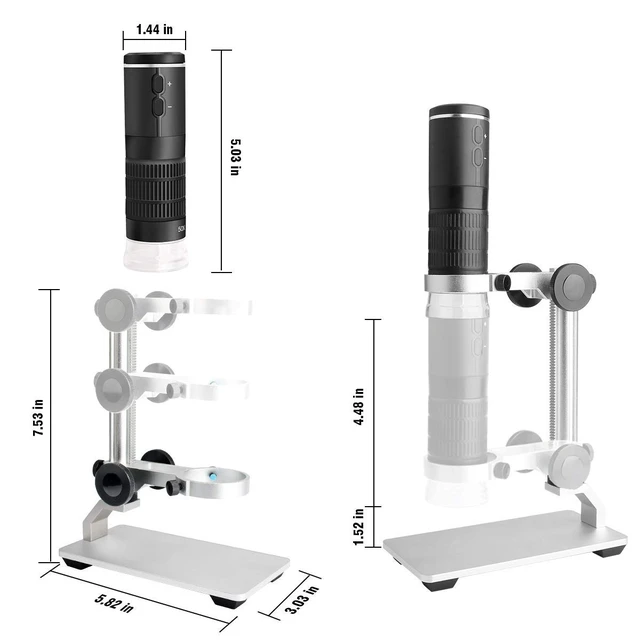Alt view image 5 of 7 - WiFi Digital Microscope for iPhone Android Phone and Mac Windows PC 50-1000X Magnification Wireless Portable Microscope with Adjustable Metal Stand and Carrying Bag, HD 1080P/720P Video Record