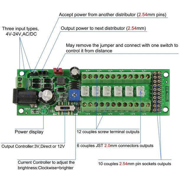 Alt view image 2 of 7 - PCB012 Power Distribution Board Self-Adapt Distributor HO N O LED Street Light Hub DC AC Voltage Train Power Control