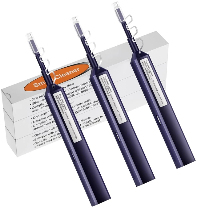 Main image of 3PCS LC Fiber Cleaning Pen, LC One Click Cleaner, LC/MU 1.25mm Ferrule 800+ Cleans, One-Push Fiber Cleaner Tool for LC/UPC & LC/APC Optical Connectors, Extendable Probe for Endface Cleaning