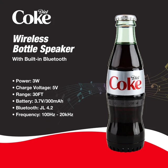 Alt view image 2 of 7 - Official Diet Coke Bottle Shaped Bluetooth Speaker Portable Wireless Speaker with Bluetooth 5.0, Deep Bass, AUX Input, Long Battery Life Loud HD Sound for Home, Travel, Party & Outdoor Use