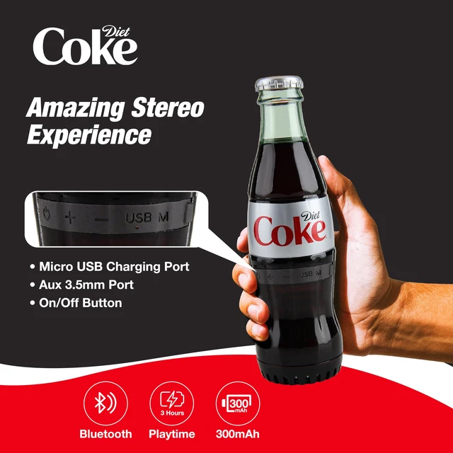 Alt view image 4 of 7 - Official Diet Coke Bottle Shaped Bluetooth Speaker Portable Wireless Speaker with Bluetooth 5.0, Deep Bass, AUX Input, Long Battery Life Loud HD Sound for Home, Travel, Party & Outdoor Use
