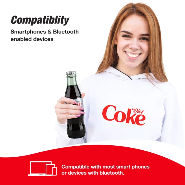 Alt view image 5 of 7 - Official Diet Coke Bottle Shaped Bluetooth Speaker Portable Wireless Speaker with Bluetooth 5.0, Deep Bass, AUX Input, Long Battery Life Loud HD Sound for Home, Travel, Party & Outdoor Use