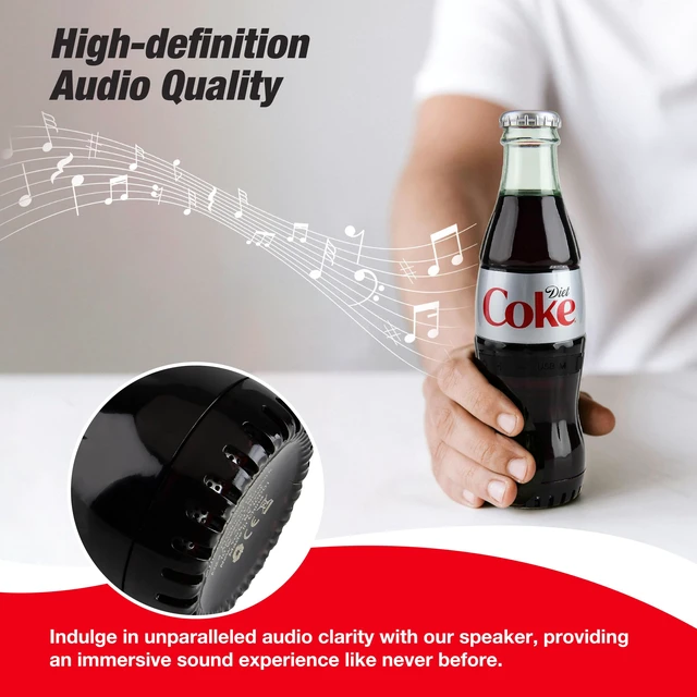 Alt view image 6 of 7 - Official Diet Coke Bottle Shaped Bluetooth Speaker Portable Wireless Speaker with Bluetooth 5.0, Deep Bass, AUX Input, Long Battery Life Loud HD Sound for Home, Travel, Party & Outdoor Use
