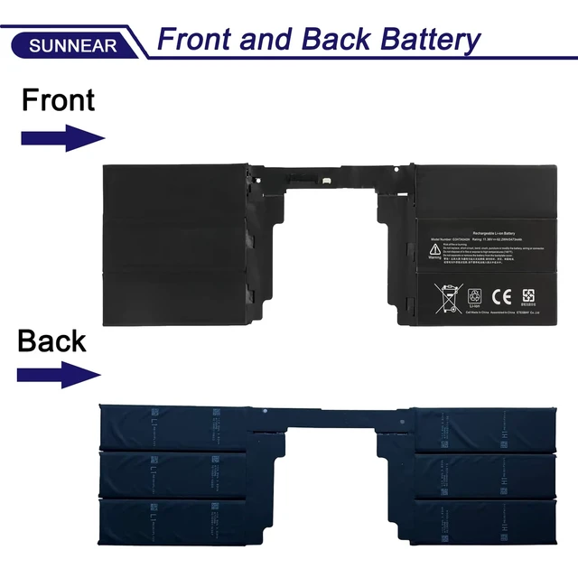 Alt view image 3 of 6 - G3HTA040H G3HTA041H Battery for Microsoft Surface Book 2 15' Model 1793 11.36V 5473mAh Battery Replacement for Microsoft Surface Book 2 15 inch Model 1793 Performance Base Series; P/N: G3HTA040H