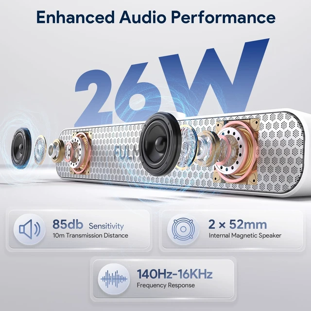 Alt view image 2 of 7 - Bluetooth Speaker 26W HD Sound, 30H Playtime Portable Wireless Speaker with Bluetooth 5.3, AUX/TF-Card/USB Input, LED Lights for Home, Party, Outdoor, Birthday Gift White