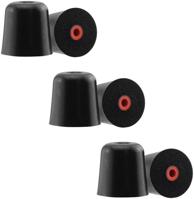 Main image of Foam Ear Tips for Walkers, ISOtunes, Westone, Shure, Plugfones Replacement Memory Foam Tips, Ultimate Comfort, 3 Pairs (Black, L)