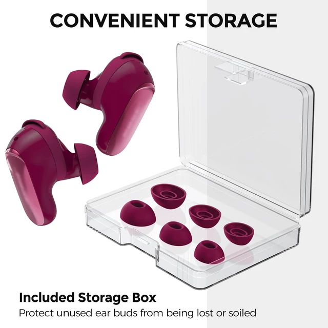 Alt view image 6 of 7 - Ear Tips for Bose QuietComfort Ultra Earbuds 2nd Gen/Ultra Earbuds 3 Pairs: S+M+L, Added Storage Box, Anti Slip, Secure Fit, Noise Reduction, Comfortable Silicone, Fits Charging Case