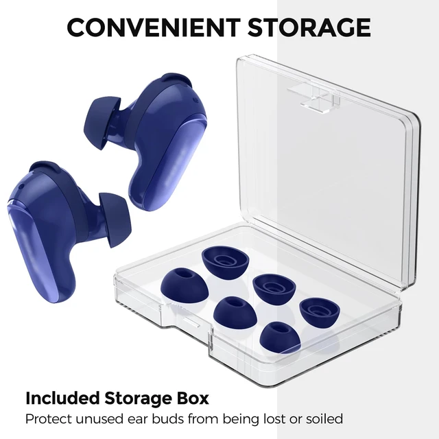 Alt view image 6 of 7 - Ear Tips for Bose QuietComfort Ultra Earbuds 2nd Gen/Ultra Earbuds 3 Pairs: S+M+L, Added Storage Box, Anti Slip, Secure Fit, Noise Reduction, Comfortable Silicone, Fits Charging Case