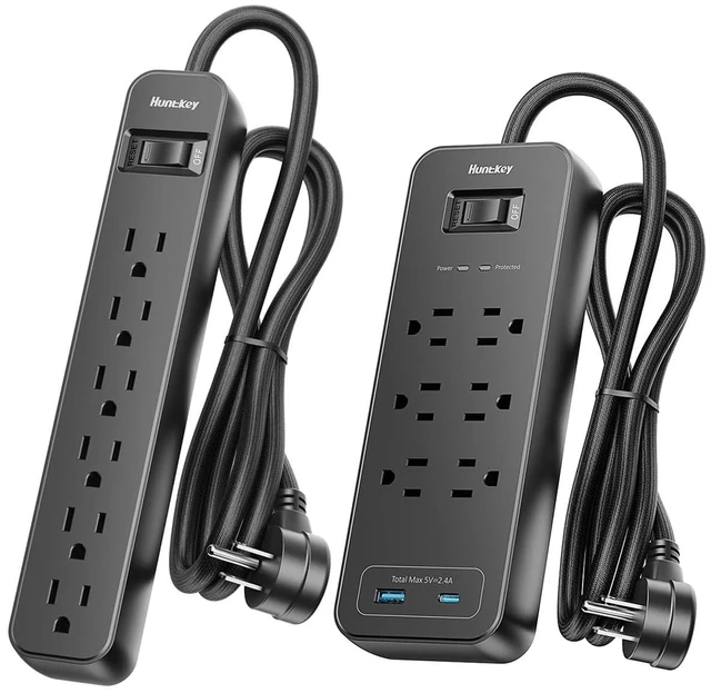 Main image of Power Strip Surge Protector, 4 Feet Extension Cord, 1080 Joules Surge Protection, Multiple Protection 6 Outlet Strip, 14 AWG Cord, 15A/1875W, ETL Listed, 2 Packs