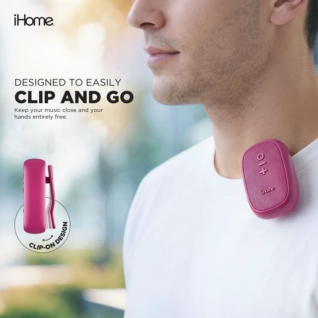 Alt view image 2 of 7 - Nano Clip-On Wireless Bluetooth Speaker with Magnetic Clip Bluetooth 5.3, IPX6 Water-Resistant, Touch Controls, 5W, 2.5-hr Playtime, Charging Cable Included, Rechargeable Battery