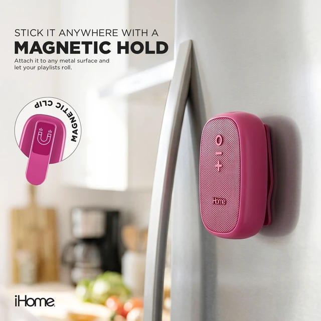 Alt view image 4 of 7 - Nano Clip-On Wireless Bluetooth Speaker with Magnetic Clip Bluetooth 5.3, IPX6 Water-Resistant, Touch Controls, 5W, 2.5-hr Playtime, Charging Cable Included, Rechargeable Battery