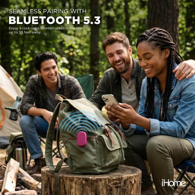 Alt view image 6 of 7 - Nano Clip-On Wireless Bluetooth Speaker with Magnetic Clip Bluetooth 5.3, IPX6 Water-Resistant, Touch Controls, 5W, 2.5-hr Playtime, Charging Cable Included, Rechargeable Battery