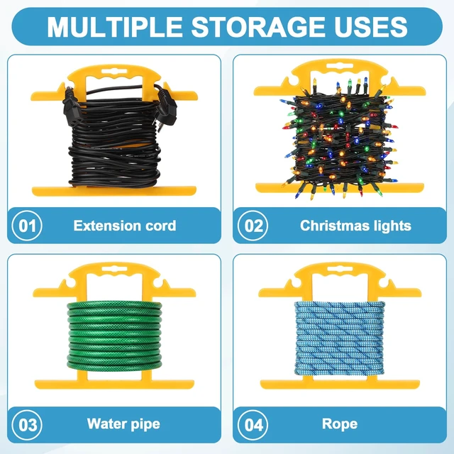 Alt view image 4 of 7 - 4Pcs ABS Heavy Duty Extension Cord Storage Reel 100ft Cord Organizer