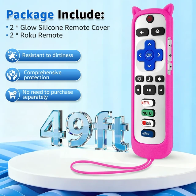 Alt view image 3 of 7 - (Packs of 2) Replacement Remote Only for Roku TV with Silicone Remote Cover Compatible with All TCL Roku, for Hisense Roku, for Onn Roku, for Sharp, for Philips Roku (Not for Roku Stick, Box,Speaker)