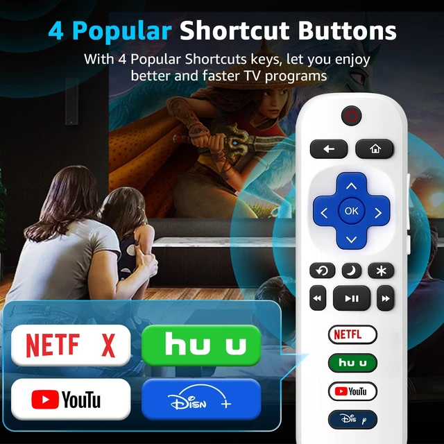 Alt view image 5 of 7 - (Packs of 2) Replacement Remote Only for Roku TV with Silicone Remote Cover Compatible with All TCL Roku, for Hisense Roku, for Onn Roku, for Sharp, for Philips Roku (Not for Roku Stick, Box,Speaker)