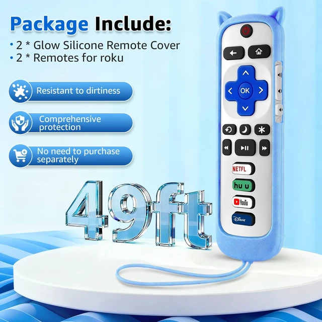 Alt view image 3 of 7 - (Packs of 2) Replacement Remote Only for Roku TV with Silicone Remote Cover Compatible with All TCL Roku, for Hisense Roku, for Onn Roku, for Sharp, for Philips Roku (Not for Roku Stick, Box,Speaker)