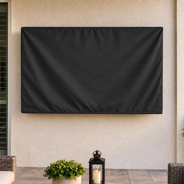 Alt view image 4 of 7 - Outdoor TV Cover - Heavy Duty, Water Resistant - 40-42 Inch TV Heavy-duty polyester, water-resistant PVC coating, built-in remote pocket, rear flaps fit most wall mounts and stands