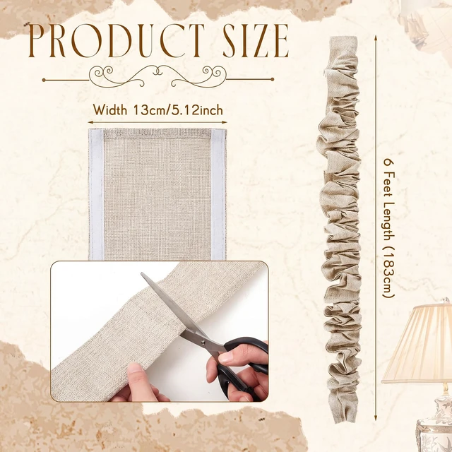 Alt view image 2 of 6 - 2 Pack 6 ft White Fabric Cord Covers for Chandelier Chains, Hook and Loop Light Neutral Appearance; 5.12 in Coverage Width; Cut-to-fit Fabric; Soft Gathered Texture for Bright Rustic Boho Interiors