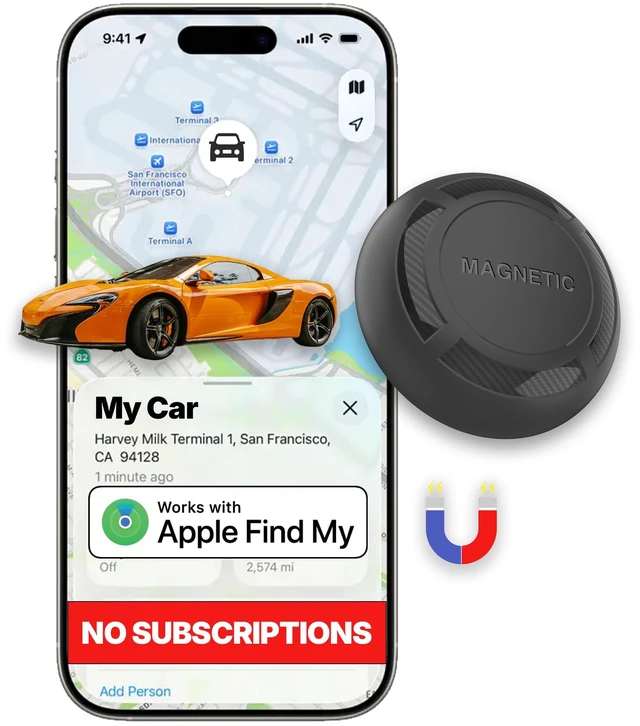Main image of GPS Tracker for Vehicles - Magnetic Mini Car GPS Tracker, No Subscription, Works with Apple Find My, Anti-Theft Real-Time Vehicle Tracker, IP67, 365 Day Battery (iOS Only)