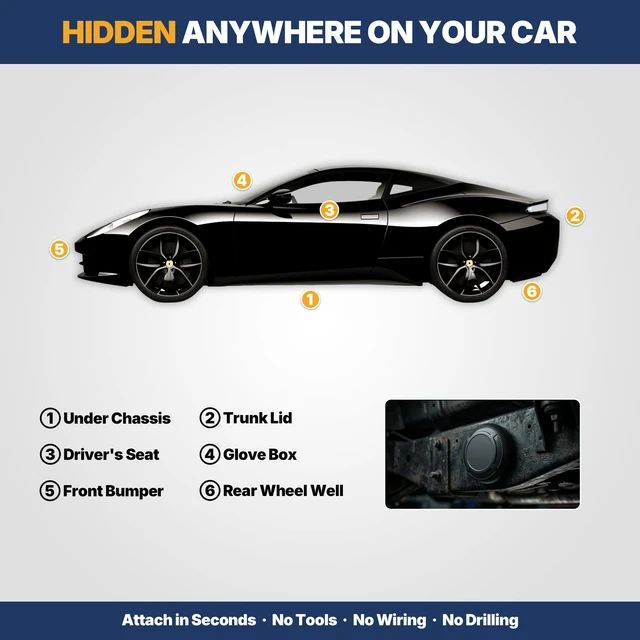 Alt view image 3 of 6 - GPS Tracker for Vehicles - Magnetic Mini Car GPS Tracker, No Subscription, Works with Apple Find My, Anti-Theft Real-Time Vehicle Tracker, IP67, 365 Day Battery (iOS Only)