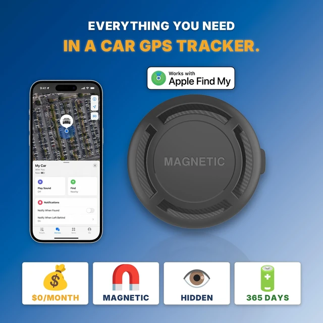 Alt view image 2 of 6 - GPS Tracker for Vehicles - Magnetic Mini Car GPS Tracker, No Subscription, Works with Apple Find My, Anti-Theft Real-Time Vehicle Tracker, IP67, 365 Day Battery (iOS Only)