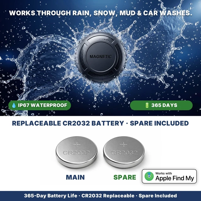 Alt view image 4 of 6 - GPS Tracker for Vehicles - Magnetic Mini Car GPS Tracker, No Subscription, Works with Apple Find My, Anti-Theft Real-Time Vehicle Tracker, IP67, 365 Day Battery (iOS Only)