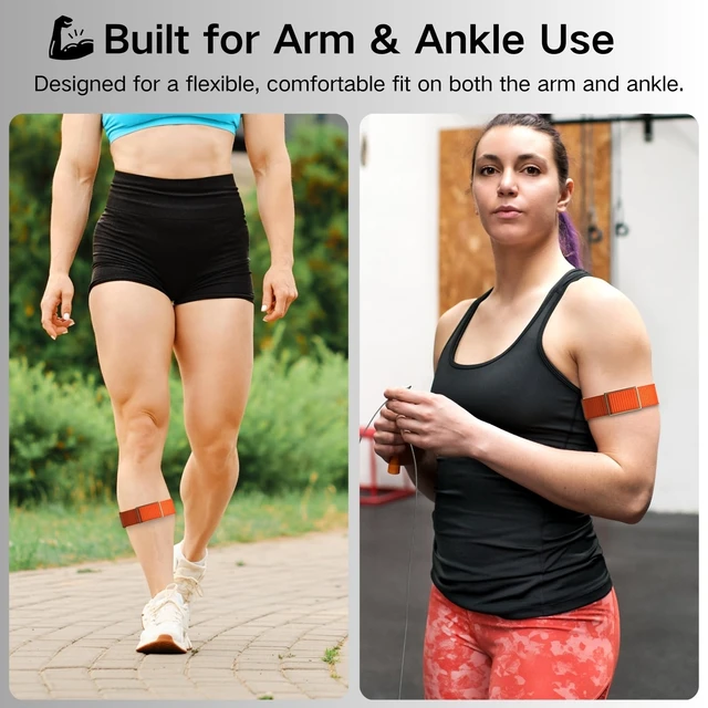 Alt view image 3 of 7 - Bicep Bands Compatible for Polar Loop (2025) / Visible Armband 2.0 Straps Nylon Hook & Loop Weave Breathable Replacement Sport Arm/Ankle Wristbands with Buckle-No Tracker