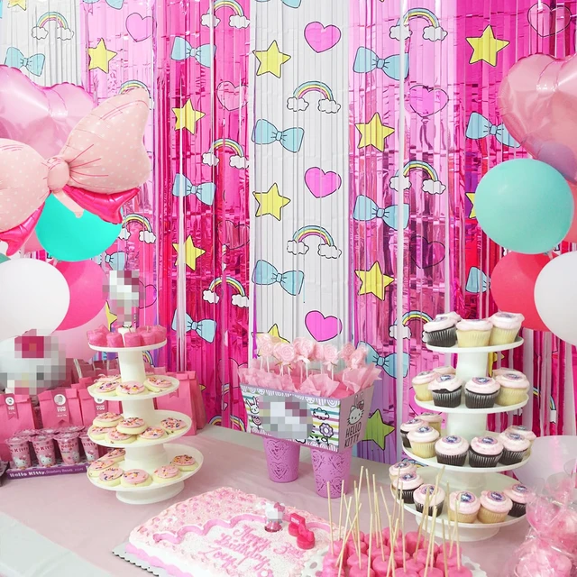 Alt view image 5 of 7 - Kawaii Birthday Party Decoration, Including 2 Pack Cartoon Cat Kitty Party Streamers, 26pcs Kitty Party Balloons & 1pcs Kitty Birthday Banner for Girls Kitty Theme Party Photo Backdrop Supplies