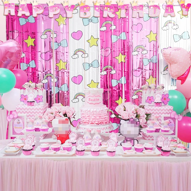 Alt view image 6 of 7 - Kawaii Birthday Party Decoration, Including 2 Pack Cartoon Cat Kitty Party Streamers, 26pcs Kitty Party Balloons & 1pcs Kitty Birthday Banner for Girls Kitty Theme Party Photo Backdrop Supplies