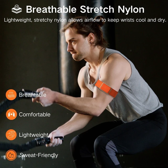 Alt view image 4 of 7 - Bicep Bands Compatible for Polar Loop (2025) / Visible Armband 2.0 Straps Nylon Hook & Loop Weave Breathable Replacement Sport Arm/Ankle Wristbands with Buckle-No Tracker
