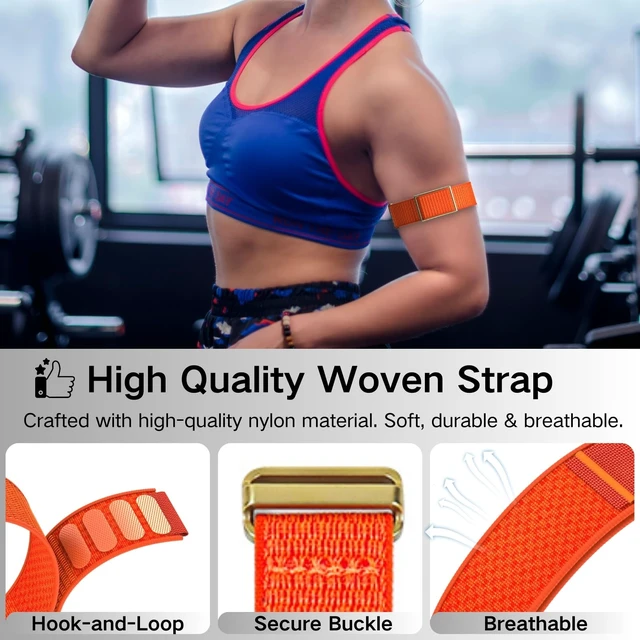 Alt view image 5 of 7 - Bicep Bands Compatible for Polar Loop (2025) / Visible Armband 2.0 Straps Nylon Hook & Loop Weave Breathable Replacement Sport Arm/Ankle Wristbands with Buckle-No Tracker