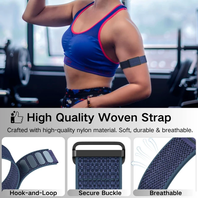 Alt view image 5 of 7 - Bicep Bands Compatible for Polar Loop (2025) / Visible Armband 2.0 Straps Nylon Hook & Loop Weave Breathable Replacement Sport Arm/Ankle Wristbands with Buckle-No Tracker