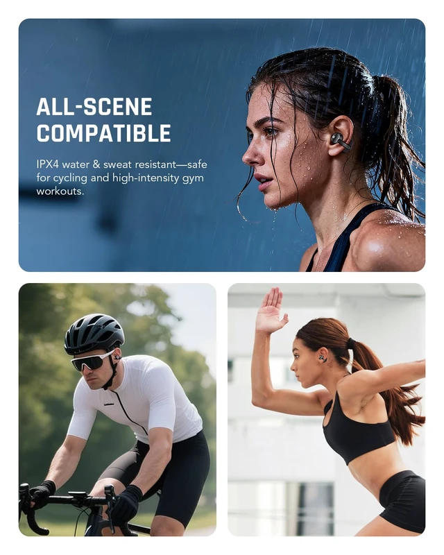 Alt view image 7 of 7 - Clip-On Earbuds, Open Ear Earbuds, Music and Game Dual Modes, 5g Lightweight & Digital Display Design, DNN Clear Calls, 50H Play Time, Comfort Fit for Sports, Running, Workout