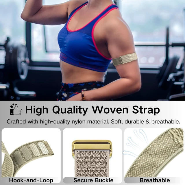 Alt view image 5 of 7 - Bicep Bands Compatible for Polar Loop (2025) / Visible Armband 2.0 Straps Nylon Hook & Loop Weave Breathable Replacement Sport Arm/Ankle Wristbands with Buckle-No Tracker
