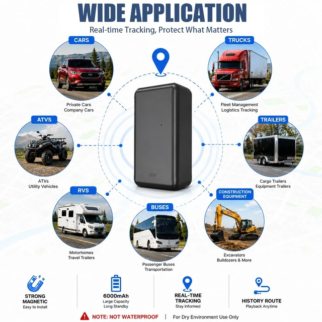 Alt view image 2 of 7 - G05A GPS Tracker for Vehicle No Monthly Fees, SIM Card Included, Real-Time Tracking, Global Coverage, Geo-Fencing, Strong Magnetic Attachment, Long Battery Life
