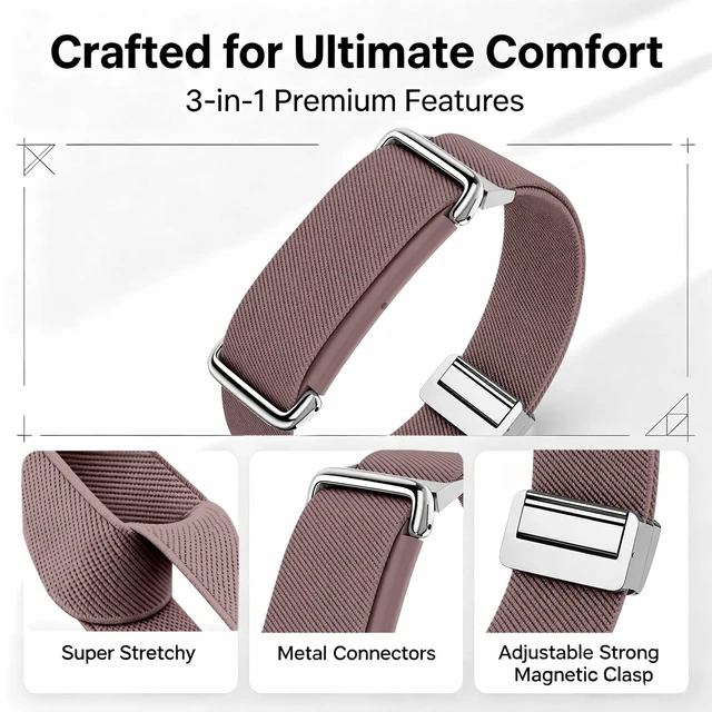 Alt view image 2 of 7 - Magnetic Sport Nylon Band Compatible with Google Fitbit Air Active Band Magnetic Clasp Soft Stretchy Nylon Band for Women MenAdjustable Breathable Wristband Ultra-thin & Lightweight Replacement