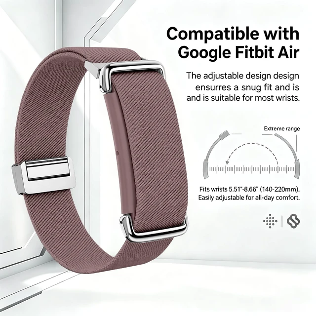 Alt view image 5 of 7 - Magnetic Sport Nylon Band Compatible with Google Fitbit Air Active Band Magnetic Clasp Soft Stretchy Nylon Band for Women MenAdjustable Breathable Wristband Ultra-thin & Lightweight Replacement