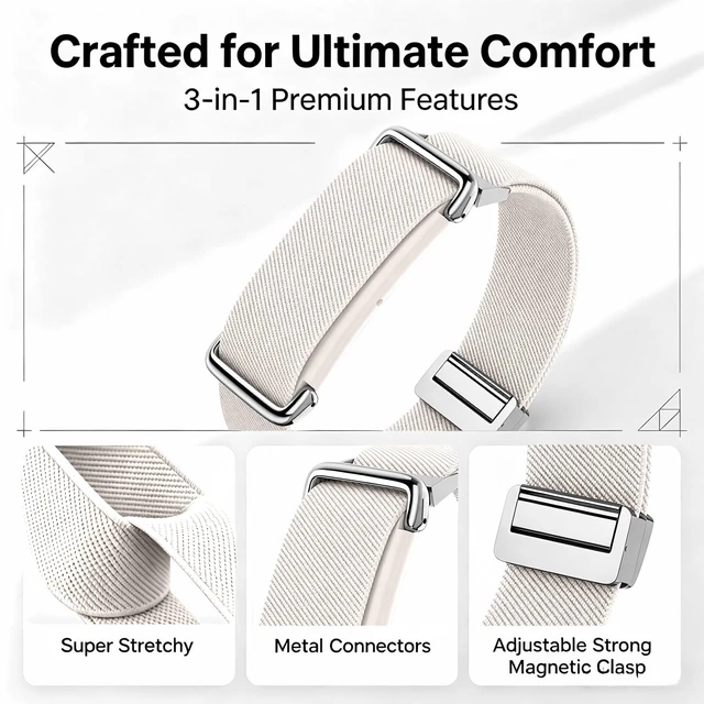 Alt view image 2 of 7 - Magnetic Sport Nylon Band Compatible with Google Fitbit Air Active Band Magnetic Clasp Soft Stretchy Nylon Band for Women MenAdjustable Breathable Wristband Ultra-thin & Lightweight Replacement
