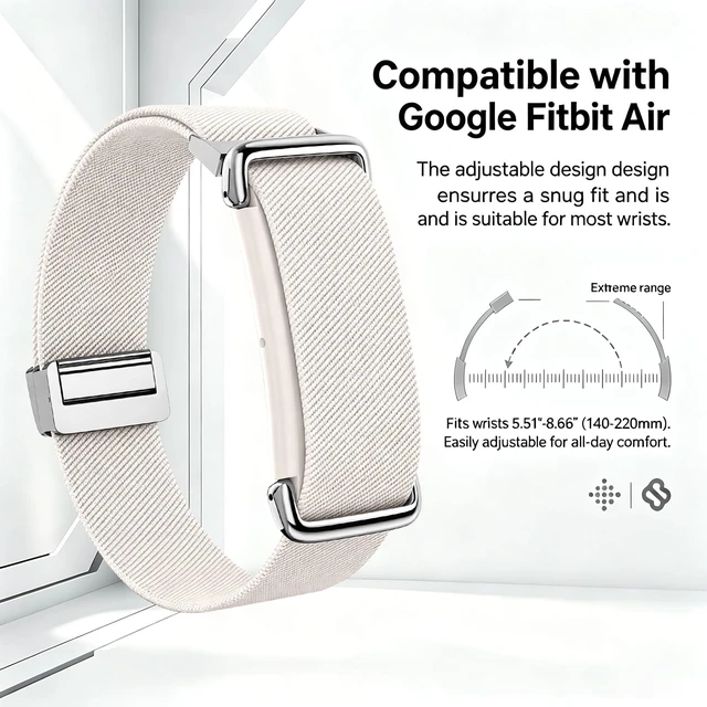 Alt view image 5 of 7 - Magnetic Sport Nylon Band Compatible with Google Fitbit Air Active Band Magnetic Clasp Soft Stretchy Nylon Band for Women MenAdjustable Breathable Wristband Ultra-thin & Lightweight Replacement