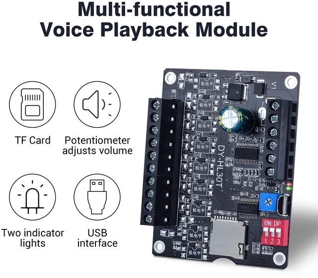 Alt view image 2 of 6 - 30W Voice Playback Module, DC 9-24V Voice Broadcast Device 9 Trigger Interfaces 8 I/O Trigger Modes MP3 Music Player Support TF Card 32G Max for Speaker Module DIY Kit