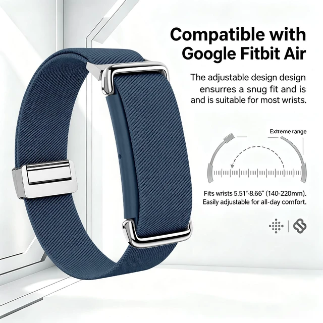 Alt view image 5 of 7 - Magnetic Sport Nylon Band Compatible with Google Fitbit Air Active Band Magnetic Clasp Soft Stretchy Nylon Band for Women MenAdjustable Breathable Wristband Ultra-thin & Lightweight Replacement