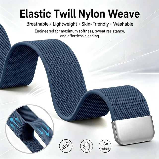 Alt view image 3 of 7 - Magnetic Sport Nylon Band Compatible with Google Fitbit Air Active Band Magnetic Clasp Soft Stretchy Nylon Band for Women MenAdjustable Breathable Wristband Ultra-thin & Lightweight Replacement