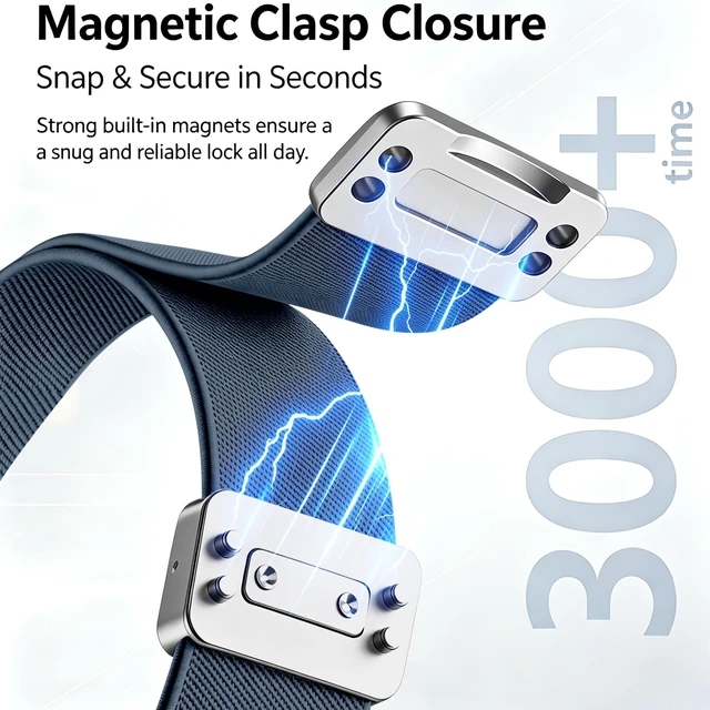 Alt view image 4 of 7 - Magnetic Sport Nylon Band Compatible with Google Fitbit Air Active Band Magnetic Clasp Soft Stretchy Nylon Band for Women MenAdjustable Breathable Wristband Ultra-thin & Lightweight Replacement