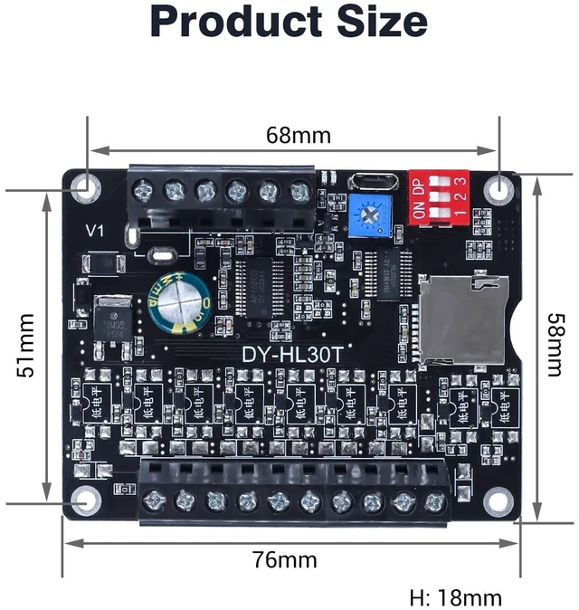 Alt view image 5 of 6 - 30W Voice Playback Module, DC 9-24V Voice Broadcast Device 9 Trigger Interfaces 8 I/O Trigger Modes MP3 Music Player Support TF Card 32G Max for Speaker Module DIY Kit